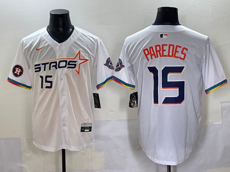 Men Houston Astros #15 Paredes White Fourth generation Joint Name 2025 Nike MLB Jersey style 6->houston astros->MLB Jersey